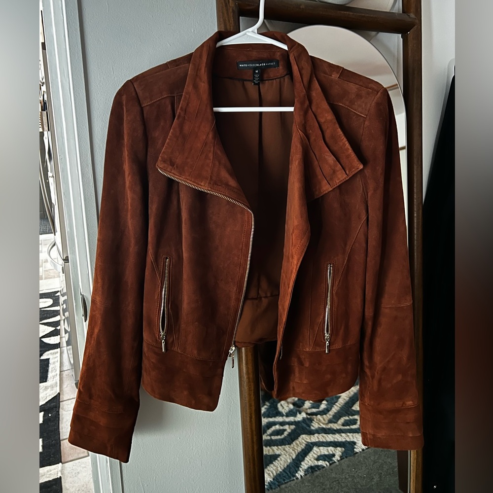 White House Black Market Rust Brown Suede Leather Jacket M